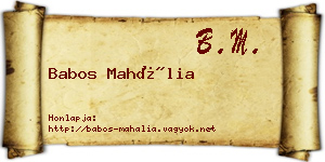 Babos Mahália névjegykártya